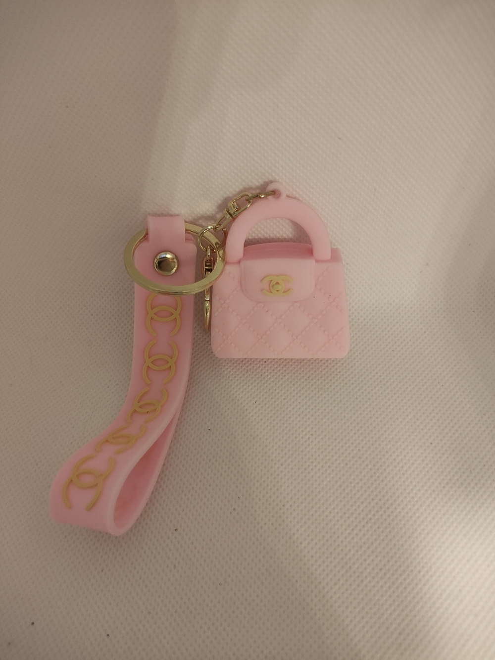 Pink Quilted Mini Purse Keychain and Wrist Strap